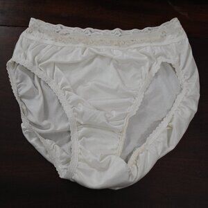 Vintage White Satin Ruched Panties with Lace Top 80s